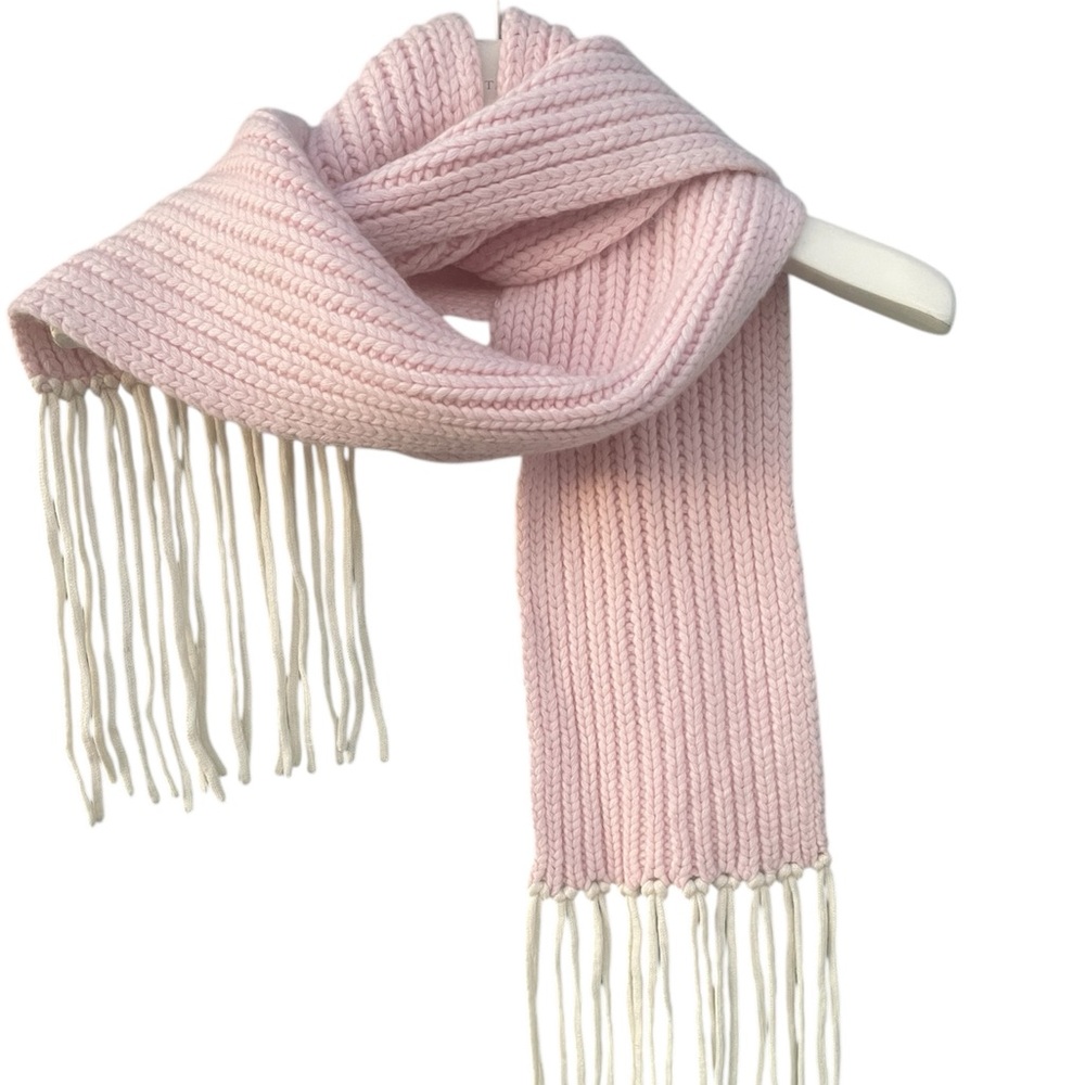 J. CREW Wool | Cashmere Pink and Ivory Fringe Scarf